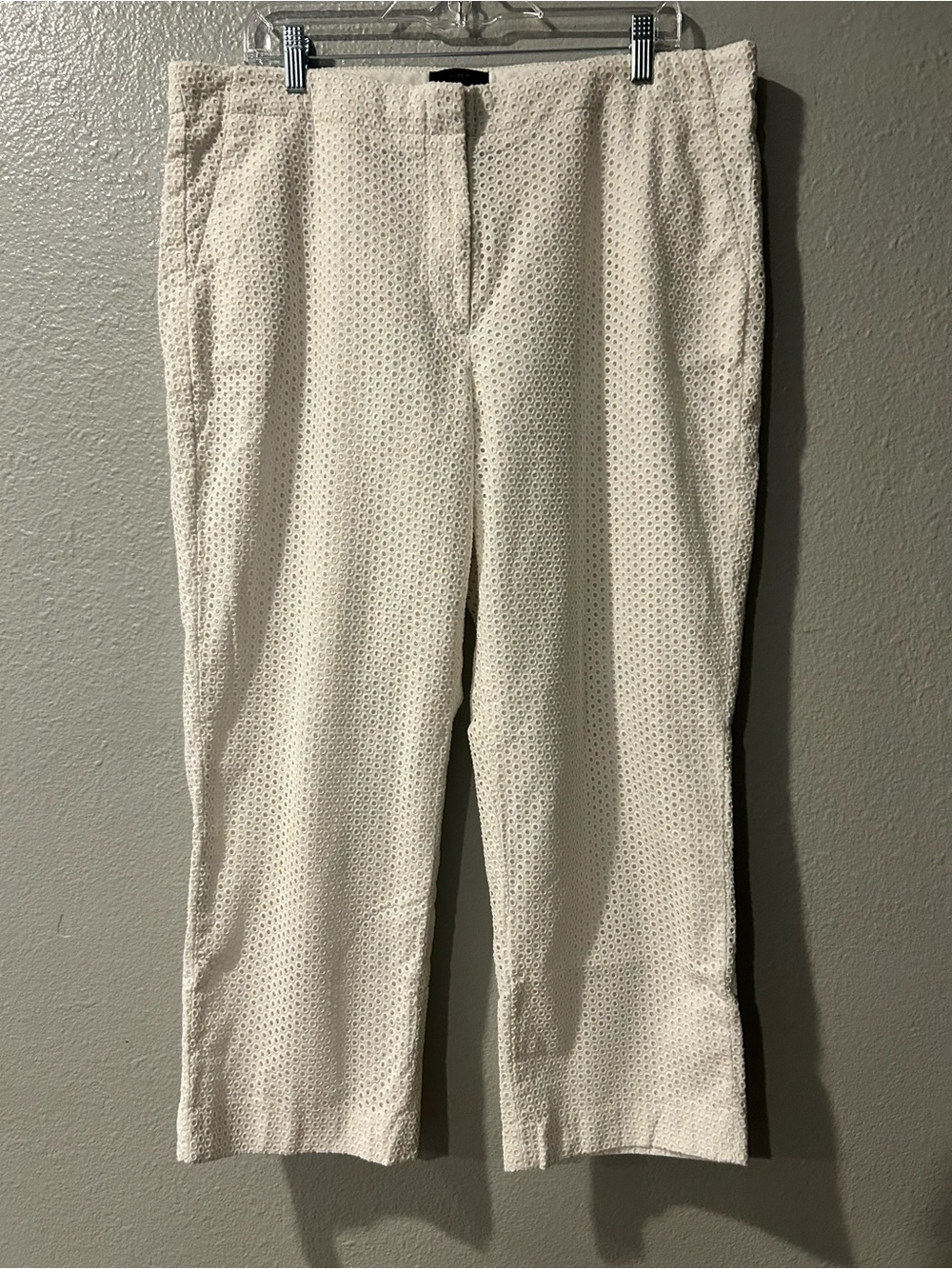 J.Crew White Eyelet Patio Crop Pants Size 16